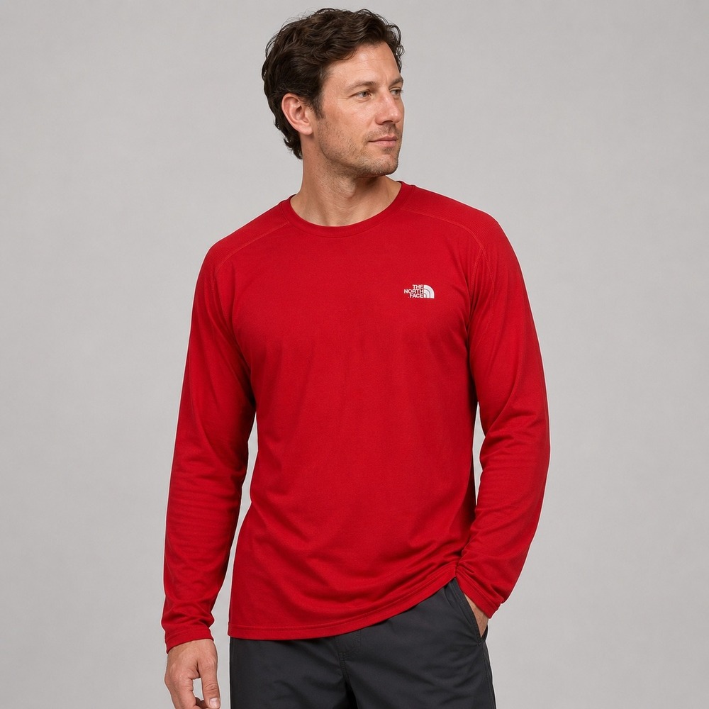 The North Face VaporWick Shirt Mens Large Red Long Sleeve Active Performance Top